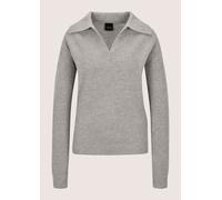 Longpullover MADELEINE "Pullover Patentstrick-Pullover mit Polo-Kragen", Damen, Gr. 4/42, grau (silbergrau, melange, silberfarben), Modern, comfort fit, Pullover Longpullover (31121452-40) silbergrau,