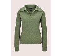 Longpullover MADELEINE "Pullover Patentstrick-Pullover mit Polo-Kragen", Damen, Gr. 44/46, grün (hellsalbeigrün, silberfarben), Modern, comfort fit, Pullover Longpullover (97388407-44) hellsalbeigrün,