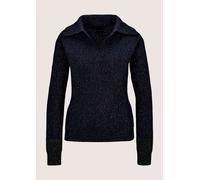 Longpullover MADELEINE "Pullover Patentstrick-Pullover mit Polo-Kragen", Damen, Gr. 48, schwarz (marine, rauchblau), Modern, comfort fit, Pullover Longpullover (39853229-48) marine, rauchblau