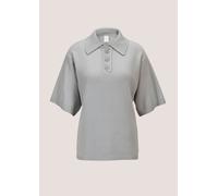 Longpullover MADELEINE "Pullover Polo-Pullover aus Schurwoll-Kaschmir-Mix", Damen, Gr. 34, grau (hellgrau, melange), Obermaterial: 90% Schurwolle WV. 10% Kaschmir WS., Pullover Longpullover (82045357-