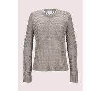 Longpullover MADELEINE "Pullover Pullover mit Ajour-Muster", Damen, Gr. 40/42, beige (cappuccino), Obermaterial: 50% Baumwolle CO. 50% Polyacryl PAN., Modern, normal, Pullover Longpullover (17782156-4