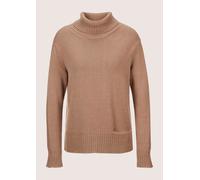 Longpullover MADELEINE "Pullover Rollkragen-Pullover mit Tasche", Damen, Gr. 40/42, braun (caramel, melange), Obermaterial: 52% Viskose CV. 27% Polyester PES. 21% Polyamid PA., Modern, normal, Rollkra
