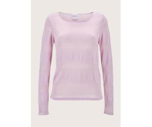 Longpullover MADELEINE "Pullover Rundhals-Pullover im Muster-Mix", Damen, Gr. 48, rosa (perlrosa), Obermaterial: 50% Baumwolle CO. 50% Viskose CV., Modern, normal, Pullover Longpullover (19734033-48)