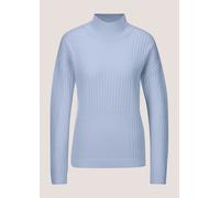 Longpullover MADELEINE "Pullover Stehkragen-Pullover aus Schurwolle", Damen, Gr. 44/46, blau (bleu), Obermaterial: 100% Schurwolle WV., Modern, normal, Pullover Longpullover (47399118-44) bleu