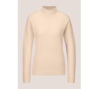 Longpullover MADELEINE "Pullover Stehkragen-Pullover aus Schurwolle", Damen, Gr. 44/46, weiß (wollweiß), Obermaterial: 100% Schurwolle WV., Modern, normal, Pullover Longpullover (18164948-44) wollweiß