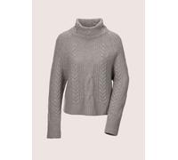 Longpullover MADELEINE "Pullover Stehkragen-Pullover mit Kaschmir", Damen, Gr. 44, grau (silbergrau, wollweiß, melange), Obermaterial: 90% Schurwolle WV. 10% Kaschmir WS., Pullover Longpullover (74367