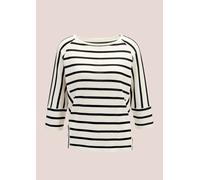 Longpullover MADELEINE "Pullover Strickpullover im Streifen-Look", Damen, Gr. 36, weiß (weiß, marine), Obermaterial: 65% Viskose CV. 35% Polyamid PA., Pullover Longpullover (87912809-36) weiß, marine