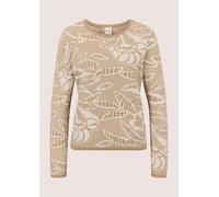 Longpullover MADELEINE "Pullover Strickpullover mit Bicolor-Jacquard", Damen, Gr. 44/46, beige, wollweiß, Modern, regular fit, Pullover Longpullover (15290667-44) beige, wollweiß
