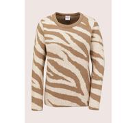 Longpullover MADELEINE "Pullover Strickpullover mit Zebra-Muster", Damen, Gr. 4/42, braun (caramel, perlweiß), Modern, regular fit, Pullover Longpullover (19135831-40) caramel, perlweiß