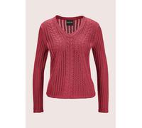 Longpullover MADELEINE "Pullover Warmer Strickpullover mit Zopf, Ajour", Damen, Gr. 40/42, rosa (rosenholz), Obermaterial: 50% Baumwolle CO. 50% Polyacryl PAN., Modern, normal, V-Ausschnitt, Pullover