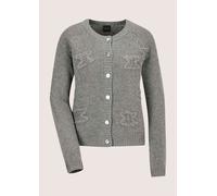 Longpullover MADELEINE "Strickjacke Kaschmir-Strickjacke mit Stickerei", Damen, Gr. 34, grau (steingrau, melange), Modern, comfort fit, Pullover Longpullover (48719041-34) steingrau, melange