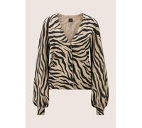 Longpullover MADELEINE "Strickjacke Kaschmir-Strickjacke mit Zebramuster", Damen, Gr. 4/42, beige (schwarz, cappuccino, melange), Modern, regular fit, Pullover Longpullover (50913140-40) schwarz, capp