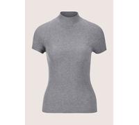 Longpullover MADELEINE "Strickoberteil Kurzarm-Pullover aus Strick", Damen, Gr. 36/38, grau (grau, wollweiß, melange), Obermaterial: 70% Viskose CV. 30% Polyamid PA., Modern, normal, Pullover Longpull