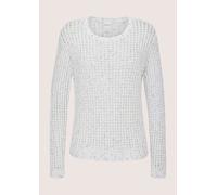 Longpullover MADELEINE "Strickpullover Ajourpullover mit Glanzeffekt", Damen, Gr. 34, weiß (weiß, silberfarben), Obermaterial: 52% Baumwolle CO. 19% Viskose CV. 15% Polyester PES. 6% metallisierte Fas