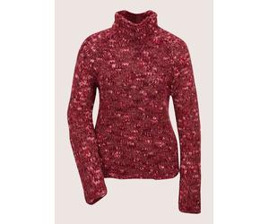 Longpullover MADELEINE "Strickpullover Eleganter Grobstrickpullover mit Stehkragen", Damen, Gr. 40/42, rot (portwein, multicolor), Obermaterial: 62% Polyacryl PAN. 28% Wolle mw. 10% Polyester PES., Mo