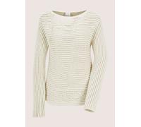 Longpullover MADELEINE "Strickpullover Eleganter Maschenpullover mit U-Boot-Ausschnitt", Damen, Gr. 36/38, weiß (perlweiß), Obermaterial: 43% Wolle mw. 35% Polyacryl PAN. 9% Alpaka WP. 6% Viskose CV. 