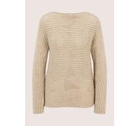 Longpullover MADELEINE "Strickpullover Eleganter Maschenpullover mit U-Boot-Ausschnitt", Damen, Gr. 48, beige, Obermaterial: 43% Wolle mw. 35% Polyacryl PAN. 9% Alpaka WP. 6% Viskose CV. 5% Polyester 