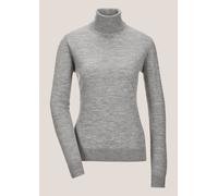 Longpullover MADELEINE "Strickpullover Feinstrickpullover mit Rollkragen", Damen, Gr. 36/38, grau (graphit, melange), Obermaterial: 100% Schurwolle WV., Modern, normal, Pullover Longpullover (96171042