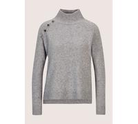 Longpullover MADELEINE "Strickpullover Hochwertiger Wollpullover mit Stehkragen", Damen, Gr. 44/46, silber (graphit, silberfarben, melange), Obermaterial: 88% Wolle mw. 10% Kaschmir WS. 1% metallisier