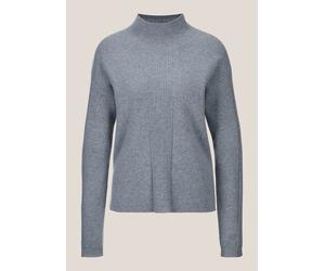 Longpullover MADELEINE "Strickpullover Kaschmir-Pullover mit Pointelle-Muster", Damen, Gr. 34, grau (steingrau, melange), Obermaterial: 90% Schurwolle WV. 10% Kaschmir WS., Modern, normal, Pullover Lo