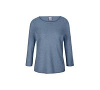 Longpullover MADELEINE "Strickpullover Kaschmirpullover mit U-Boot-Ausschnitt", Damen, Gr. 44/46, blau (rauchblau), Obermaterial: 100% Kaschmir WS., Modern, normal, U-Boot-Ausschnitt, Pullover Longpul