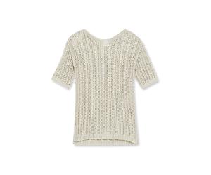 Longpullover MADELEINE "Strickpullover Luftiger Sommerpullover mit Ajour-Muster", Damen, Gr. 36/38, blau (kitt), Obermaterial: 75% Baumwolle CO. 25% Polyamid PA., Modern, gerade, U-Boot-Ausschnitt, Pu