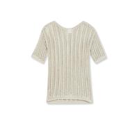 Longpullover MADELEINE "Strickpullover Luftiger Sommerpullover mit Ajour-Muster", Damen, Gr. 44/46, blau (kitt), Obermaterial: 75% Baumwolle CO. 25% Polyamid PA., Modern, gerade, U-Boot-Ausschnitt, Pu