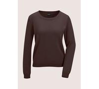 Longpullover MADELEINE "Strickpullover Schlichter Baumwollpullover mit Rundhals", Damen, Gr. 44/46, braun, Obermaterial: 100% Baumwolle CO., Modern, Pullover Longpullover, Hautsympathische Baumwolle (