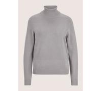 Longpullover MADELEINE "Strickpullover Schmaler Feinstrickpullover", Damen, Gr. 44/46, grau (steingrau, melange), Obermaterial: 70% Viskose CV. 30% Polyamid PA., Modern, normal, Rollkragen, Pullover L