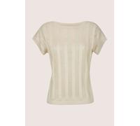 Longpullover MADELEINE "Strickpullover Sommerpullover mit Glanzeffekt", Damen, Gr. 36/38, weiß (perlweiß, goldfarben), Obermaterial: 80% Viskose CV. 20% metallisierte Fasern MTF., Modern, figurumspiel