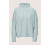 Longpullover MADELEINE "Strickpullover Stilvoller Grobstrickpullover mit Zopfmuster", Damen, Gr. 40/42, grün (salbei), Obermaterial: 90% Schurwolle WV. 10% Kaschmir WS., Modern, Pullover Longpullover,