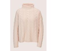 Longpullover MADELEINE "Strickpullover Stilvoller Grobstrickpullover mit Zopfmuster", Damen, Gr. 40/42, rosa (puderrosé), Obermaterial: 90% Schurwolle WV. 10% Kaschmir WS., Modern, Pullover Longpullov