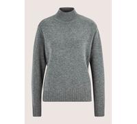 Longpullover MADELEINE "Strickpullover Stilvoller Kaschmirpullover mit Stehkragen", Damen, Gr. 44/46, grau (bleigrau, melange), Obermaterial: 90% Schurwolle WV. 10% Kaschmir WS., Modern, Pullover Long