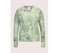 Longpullover MADELEINE "Strickpullover Stilvoller Printpullover mit floralem Muster", Damen, Gr. 40, weiß (wollweiß, hellsalbeigrün), Obermaterial: 52% Polyester PES. 48% Wolle WO., Pullover Longpullo