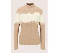 Longpullover MADELEINE "Strickpullover Stilvoller Winterpullover mit Blockstreifen", Damen, Gr. 48, beige (beige, wollweiß), Obermaterial: 45% Viskose CV. 25% Polyamid PA. 20% Polyester PES. 10% Wolle