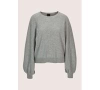 Longpullover MADELEINE "Strickpullover Stilvoller Wollpullover mit Ballonärmeln", Damen, Gr. 48, grau (graphit, melange), Obermaterial: 90% Schurwolle WV. 10% Kaschmir WS., Modern, Pullover Longpullov