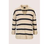 Longpullover MADELEINE "Strickpullover Stilvoller Wollpullover mit Polokragen", Damen, Gr. 34, beige (beige, melange, nebelblau), Obermaterial: 35% Polyamid PA. 30% Viskose CV. 30% Wolle mw. 5% Kaschm