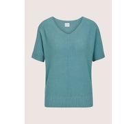 Longpullover MADELEINE "Strickpullover Strukturpullover mit Glanzeffekt", Damen, Gr. 36/38, silber (aqua, silberfarben), Obermaterial: 87% Baumwolle CO. 13% metallisierte Fasern MTF., Modern, figurums