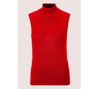 Longpullover MADELEINE "Strickpullover Viskosepullover ohne Ärmel", Damen, Gr. 44/46, rot, Obermaterial: 70% Viskose CV. 30% Polyamid PA., Modern, normal, Pullover Longpullover, Ärmelloser Rollkragenp