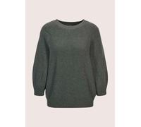 Longpullover MADELEINE "Strickpullover Zeitloser Baumwollpullover mit Perlfang-Muster", Damen, Gr. 36/38, grau (graphit, melange), Obermaterial: 100% Baumwolle CO., Modern, Pullover Longpullover, weit