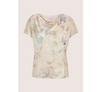 Longpullover MADELEINE "Stricktop Elegantes Viskoseshirt mit Wasserfallkragen", Damen, Gr. 36, weiß (cappuccino, perlweiß, multicolor), Obermaterial: 71% Polyester PES. 29% Viskose CV., Pullover Longp