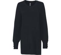 Longpullover BONPRIX "Longpullover mit Knöpfen", Damen, Gr. 52/54 (XXL), schwarz, Obermaterial: 75% Polyacryl, 22% Polyester, 3% Elasthan, oversize, Pullover Longpullover, aus Polyacryl, Polyester und