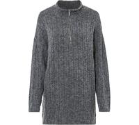 Longpullover BONPRIX, Damen, Gr. 36/38 (S), grau (anthrazit meliert), Strick, Obermaterial: 67% Polyacryl, 30% Polyester, 3% Elasthan, meliert, unifarben, oversize Po-bedeckend, Rundhals, Strickbündch