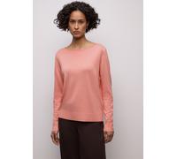 Longpullover STREET ONE, Damen, Gr. 34, light apricot, Stoff, 86% Viskose, 14% Polyester, unifarben, comfort fit normal, U-Boot-Ausschnitt, Bündchen, Pullover Longpullover, mit Strick-Detail (85567016