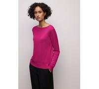 Longpullover STREET ONE, Damen, Gr. 34, magenta dream, Stoff, 86% Viskose, 14% Polyester, unifarben, comfort fit normal, U-Boot-Ausschnitt, Bündchen, Pullover Longpullover, mit Strick-Detail (75027533