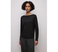 Longpullover STREET ONE, Damen, Gr. 34, schwarz, Stoff, 86% Viskose, 14% Polyester, unifarben, comfort fit normal, U-Boot-Ausschnitt, Bündchen, Pullover Longpullover, mit Strick-Detail (34482118-34) s