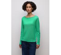 Longpullover STREET ONE, Damen, Gr. 44, grün (arcadia grün), Stoff, 86% Viskose, 14% Polyester, unifarben, comfort fit normal, U-Boot-Ausschnitt, Bündchen, Pullover Longpullover, mit Strick-Detail (96