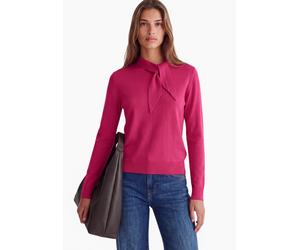 Longpullover STREET ONE STUDIO, Damen, Gr. 34, pink (ruby raspberry), Stoff, 52% Viskose, 28% Polyester, 20% Polyamid, unifarben, normal normal, Rundhals, abgesteppt, Pullover Longpullover, in Unifarb