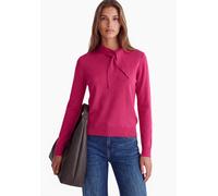 Longpullover STREET ONE STUDIO, Damen, Gr. 42, pink (ruby raspberry), Stoff, 52% Viskose, 28% Polyester, 20% Polyamid, unifarben, normal normal, Rundhals, abgesteppt, Pullover Longpullover, in Unifarb