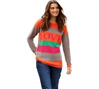 Longpullunder CLASSIC BASICS "Langarm-Pullover", Damen, Gr. 46, taupe, orange, gestreift, 50% Baumwolle, 50% Polyacryl, gemustert, gestreift, mehrfarbig, Pullover (65813626-46) taupe, orange, gestreif